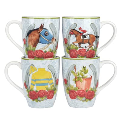 Certified International Derby Day at the Races Set of 4 Mugs