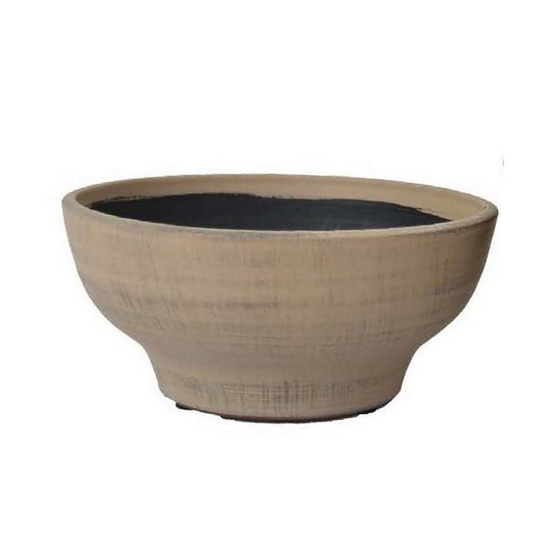 Decorative Bowl Set of 2, Classic Tabletop Accent, Round Brown Ceramic