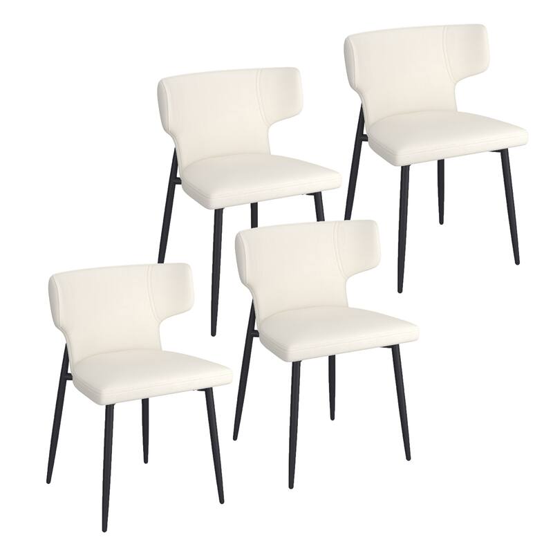 Contemporary Faux Leather and Metal Dining Chair, Set of 4