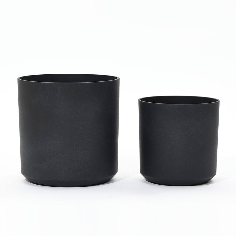 2-Piece HDPE Round Plastic Pot Planters Set
