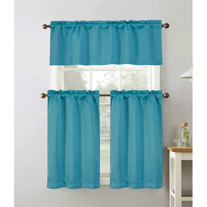Anchorage Privacy Solid Kitchen Curtain - Turquoise
