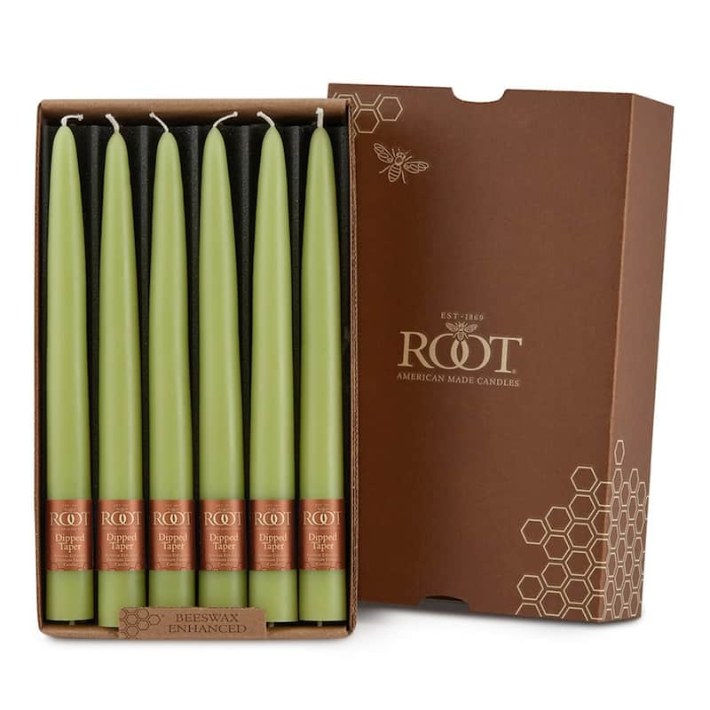 Root Candles 7942 Unscented Smooth Hand-Dipped 9-Inch Taper Candle, 12-Count, Willow - 9"H x .88 x .88