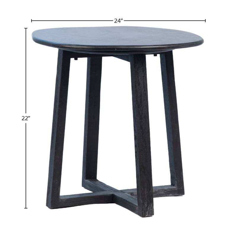Lilian Black Marble Top and Black Elm Cross Leg Contemporary End Table
