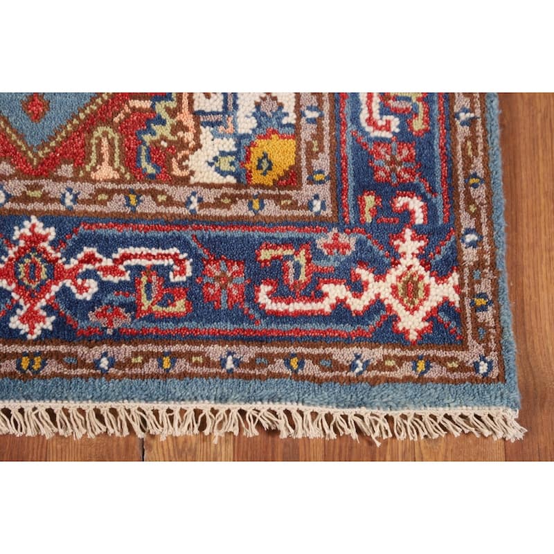 Blue Geometric Heriz Serapi Oriental Foyer Rug Handmade Wool Carpet - 3'0"x 5'0"