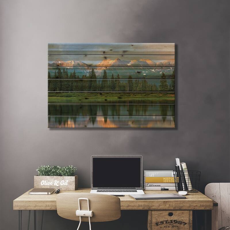 West Needle Mountains Reflected In Molas Lake, Weminuche Wilderness, Colorado Print On Wood by Tim Fitzharris - Multi-Color