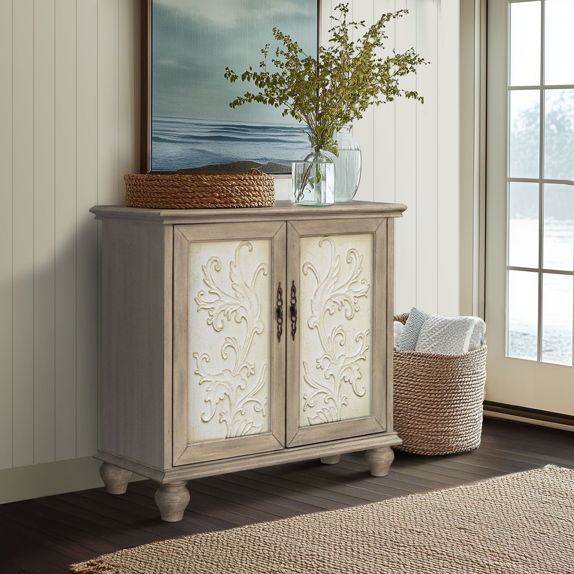 Madison Park Driscoll 2-door carved wood storage cabinet - On Sale