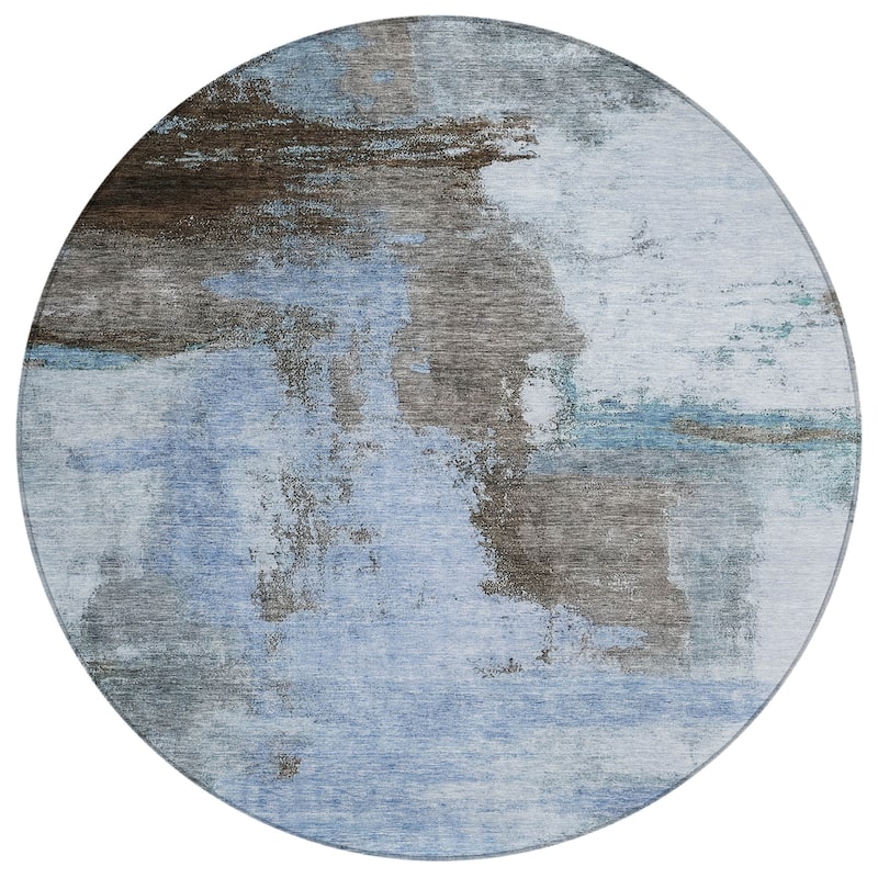 Machine Washable Indoor/ Outdoor Contemporary Abstract Chantille Rug