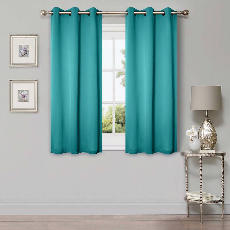 Superior Solid Machine Washable Room Darkening Grommet Curtains, Set of 2