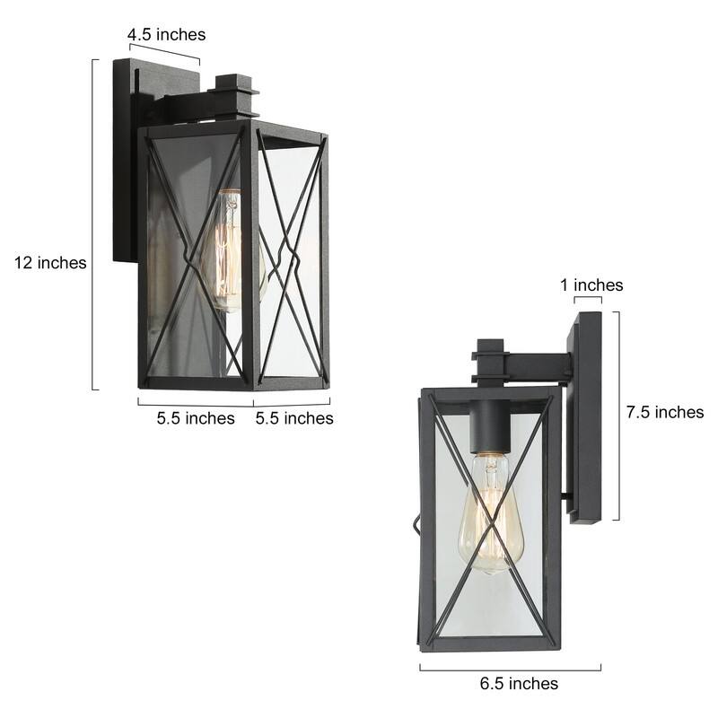 Bern Modern Matte Black Indoor/Outdoor Wall Sconces - L5" x W6.5" x H12"
