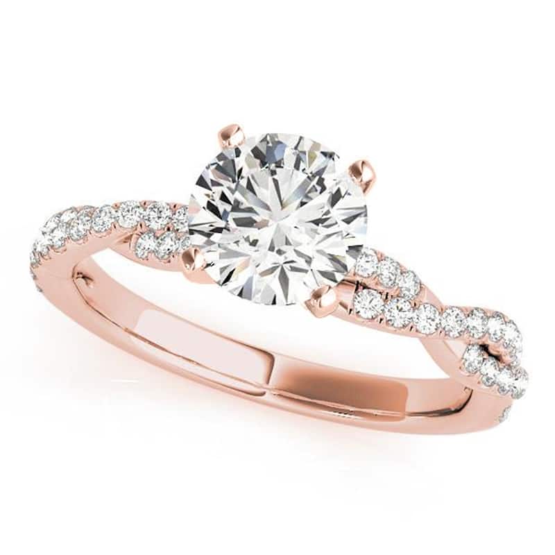 Auriya 14k Gold 3/4ctw Twisted Moissanite and Diamond Engagement Ring 1/5ct TDW - Rose - 5