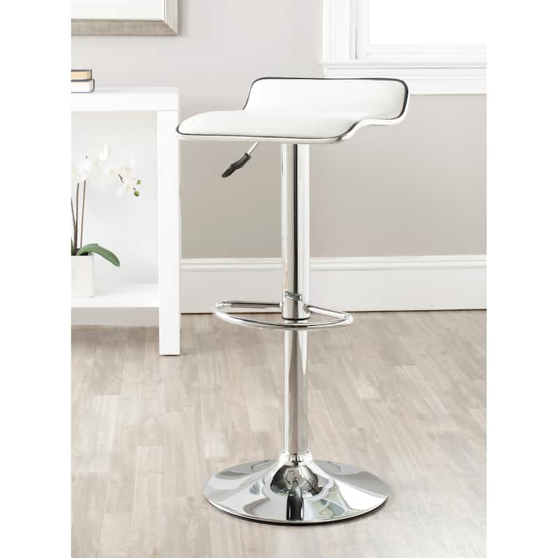 SAFAVIEH Lori 22.4-30.9-inch White Adjustable Swivel Bar Stool - 15.2" x 15.8" x 25.2" - 15Wx16Dx34H - White