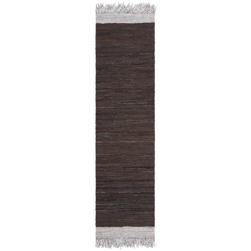SAFAVIEH Handmade Vintage Boho Leather Catrina Modern Stripe Leather