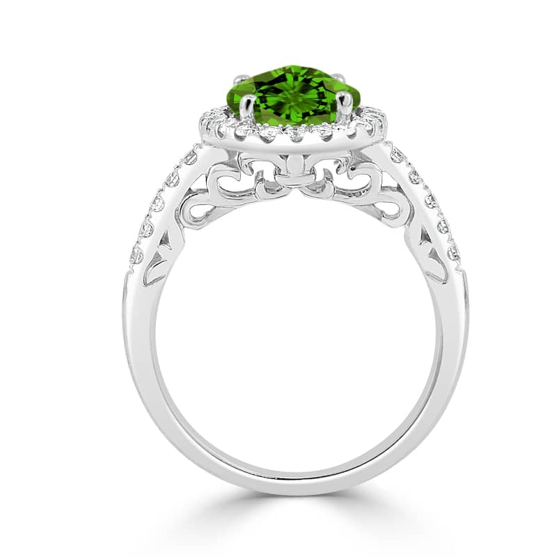 Auriya 3ct Oval Peridot and Halo Diamond Engagement Ring 3/8ctw 14k Gold