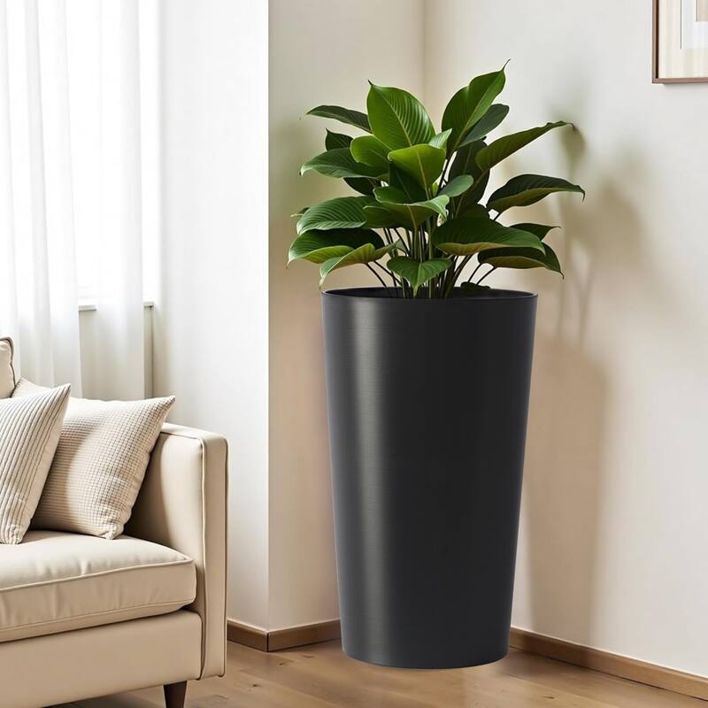2 Pack Tall 21.7 in Planters for Outdoor Plants, Modern Tall Square Planter Box, Indoor Outdoor Porch Patio Flower Pot