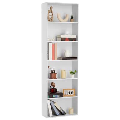 Rustic Industrial Bookcase - 6 Shelf Wood Organizer for Home, Office, Library
