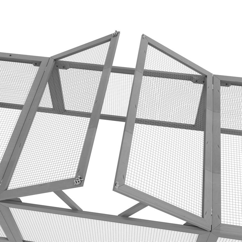 Large Wooden Rabbit Hutch Habitat Enclosure Outdoor Run and Lockable Doors , Gray