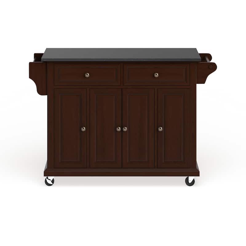 Crosley Full Size Solid Black Granite Top Kitchen Cart - 18"d x 51.5"w x 36"h