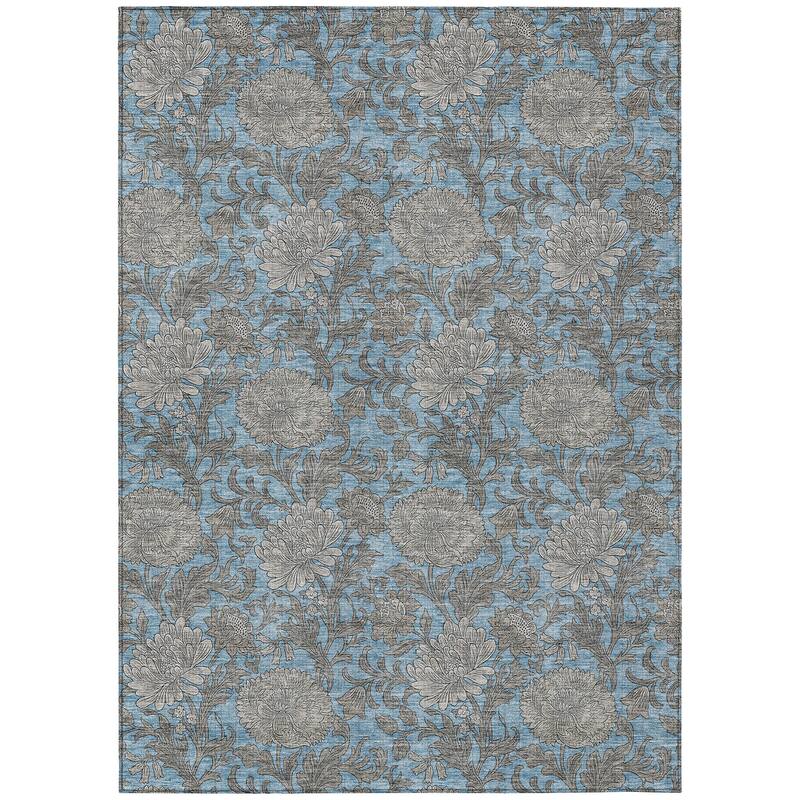 Machine Washable Indoor/ Outdoor Chantille Floral Rug