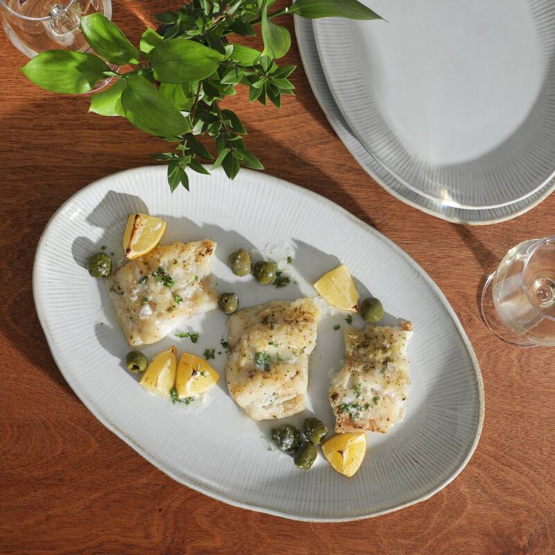 Gibson Elite Sandy Pines 3 Piece Oval Platter Set, 15.7", 13.75" & 12" Stoneware Reactive Serving Platters