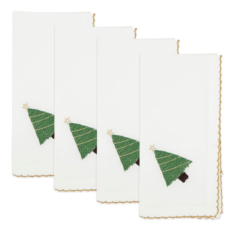 Holiday Happiness Whip Stitch Christmas Tree Napkin (Set of 4)