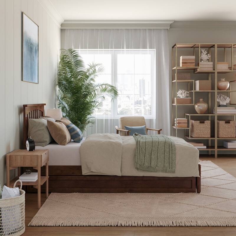 Everett Platform Bed with Panel Footboard and Twin XL Trundle