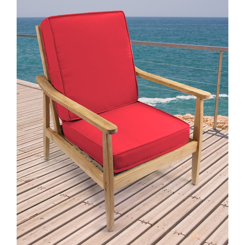 Sunbrella 22" x 45" Red Solid Outdoor Deep Seat Chair Cushion Set with Ties - 45'' L x 22'' W x 4'' H - Canvas Blush