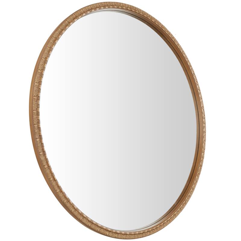 Brown Wooden Ribbed Wall Mirror