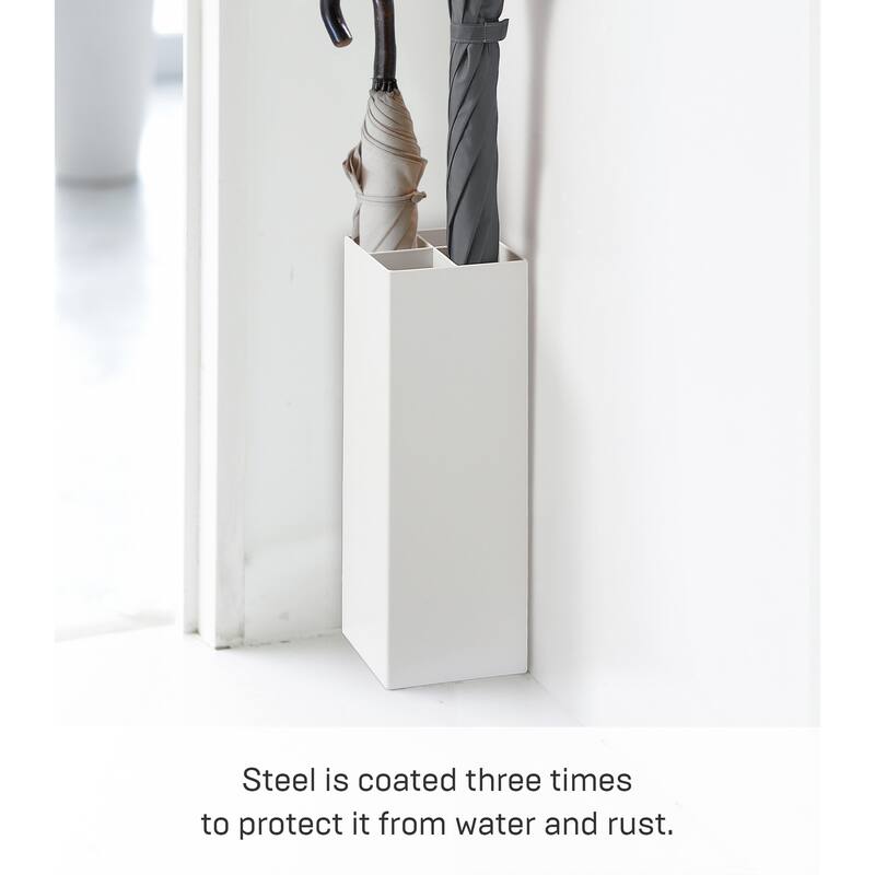 Yamazaki Home Compact Umbrella Stand, Steel, Holds 4 umbrellas - L 4.33 x W 4.33 x H 11.81 inches