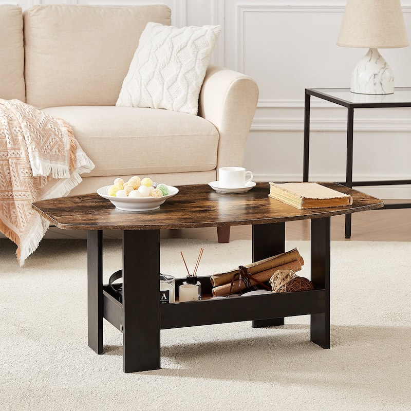Javlergo Simple Coffee Table with Storage Shelf for Living Room