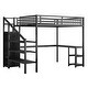preview thumbnail 16 of 16, Metal Full Size Loft Bed with Wardrobe, LED Light & L Shaped Desk, USB for Kids Teens Adults, Black