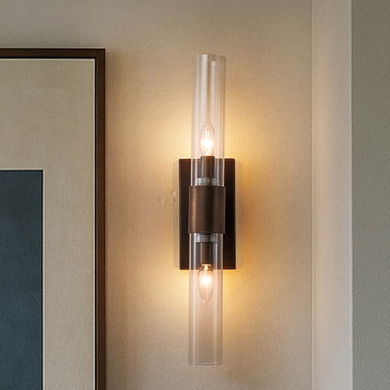 Tall Antique Bronze Modern Vanity Light Over Mirror Unique/Statement Double Wall Sconce for Bathroom Living Room Bedroom(2 Pack)