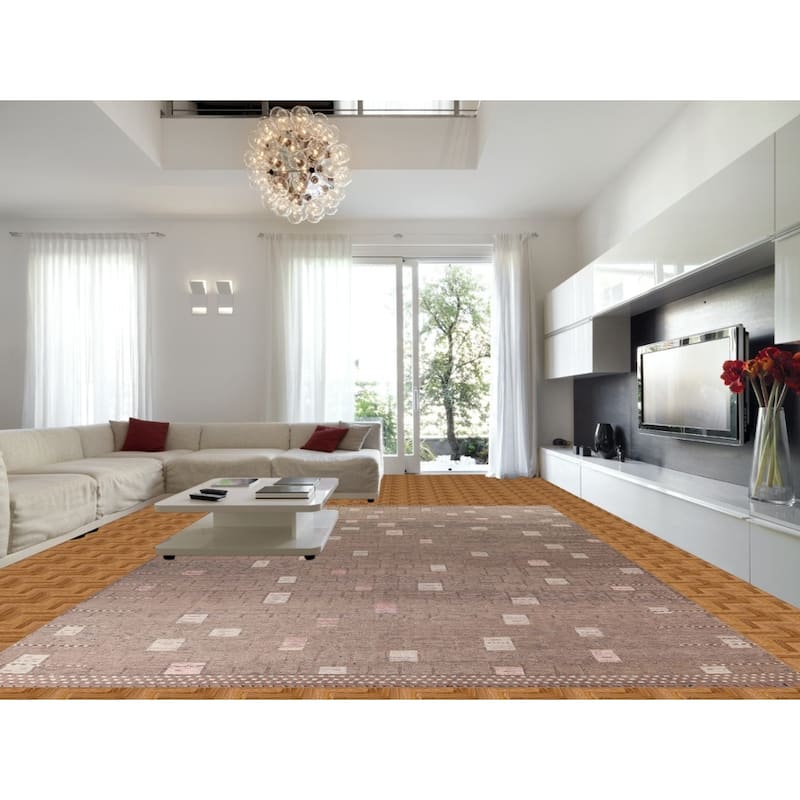 Moroccan Large Modern Area Rug Hand-Knotted Wool Carpet - 12'1"x 18'0"