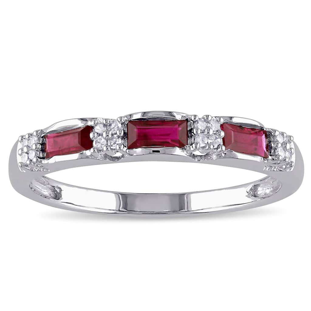 Miadora 10k White Gold Ruby and Diamond Accent Eternity Ring