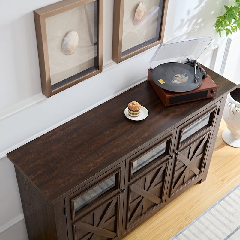 53'' Farmhouse 3-Doors Cabinet Buffet Sideboard Cabinet