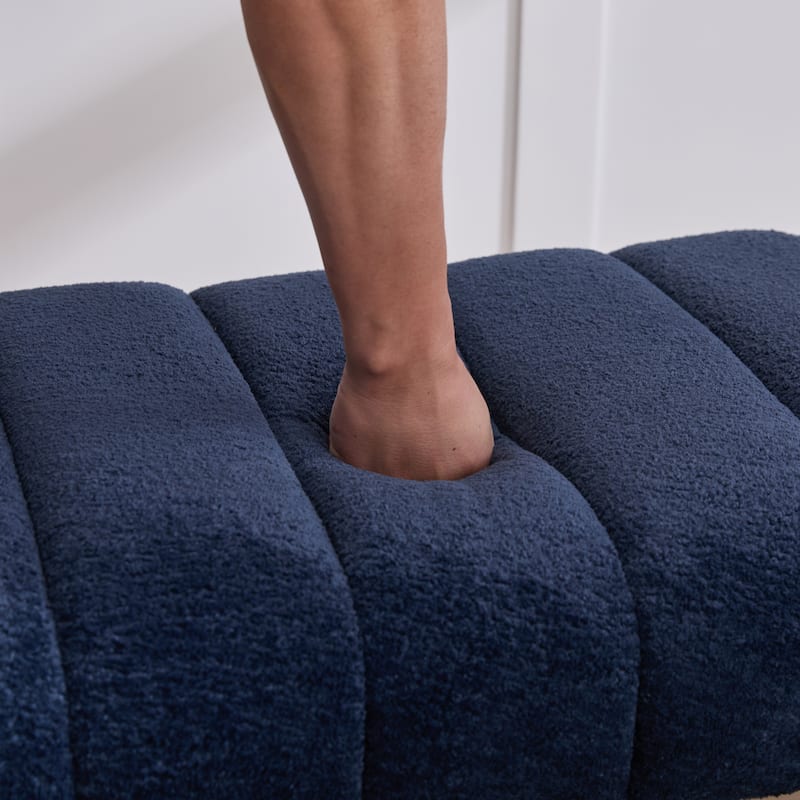 69.7" W Modern Chenille Bedroom Entryway Bench with Wood Legs