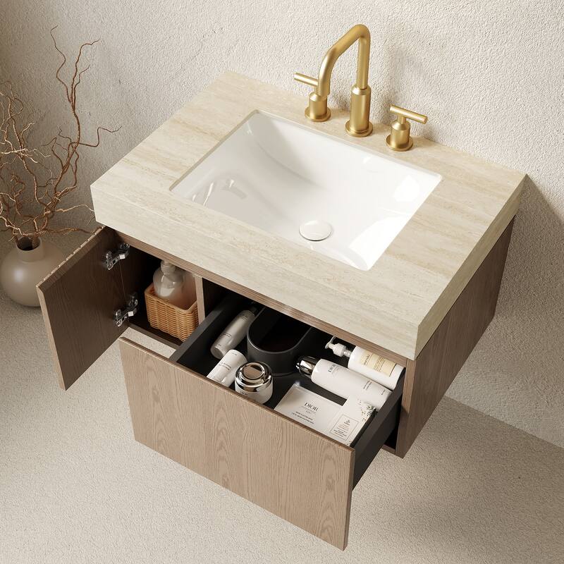 Mondern Floating Bathroom Vanity with 3 Pre-drilled Faucet Holes
