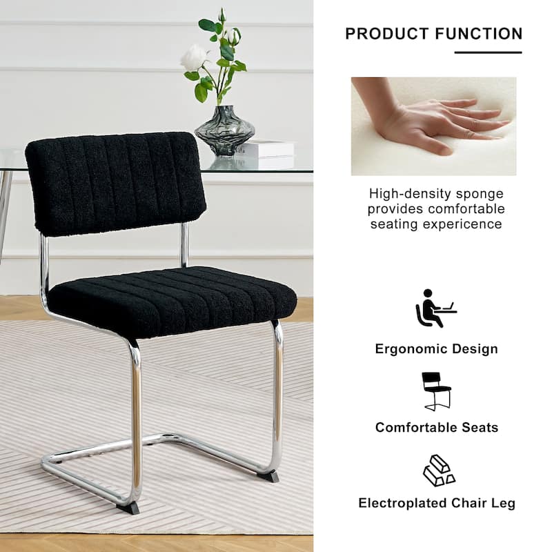 Set of 2 Modern Upholstered Dining Chair with Metal Leg