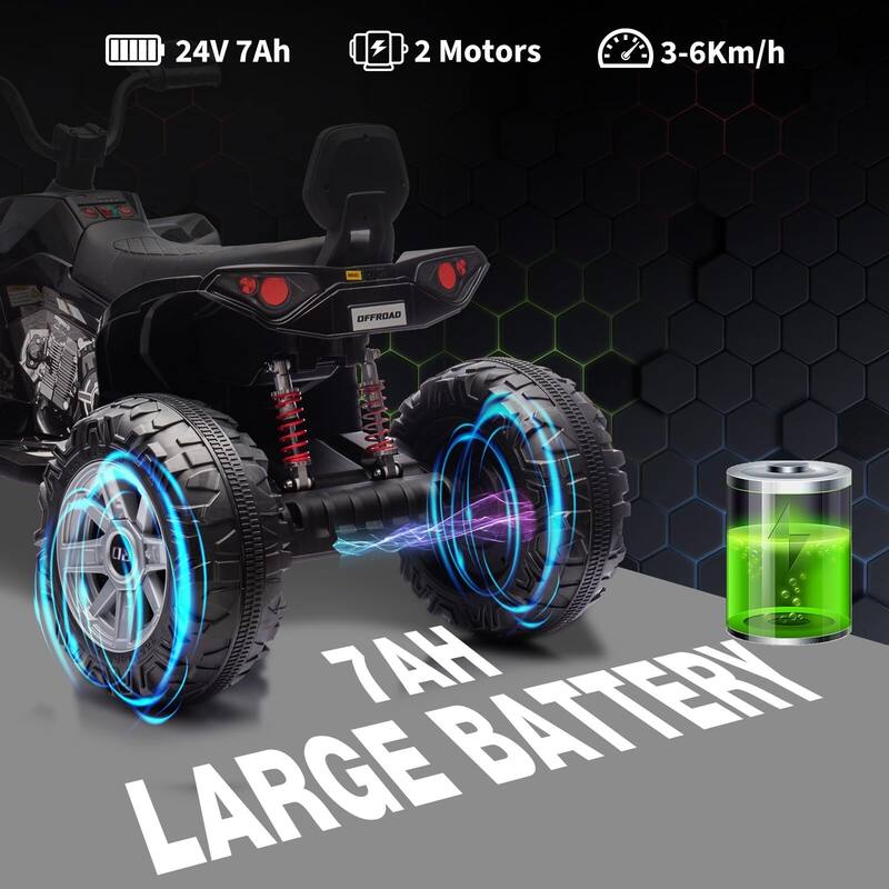 24V Ride on ATV for Kids, 2 Seater Electric Quad Car