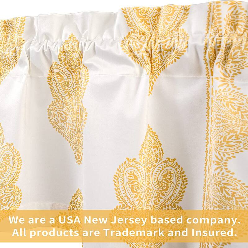 DriftAway Sadie Paisley Medallion Pattern Boho Velvet Window Curtain Valance with Handmade Tassels