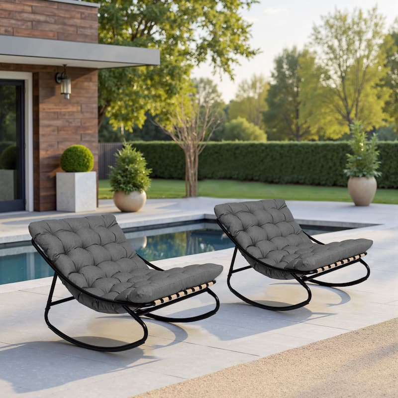UIXE Outdoor Rocking Chair Lounge Chairs With Cushion
