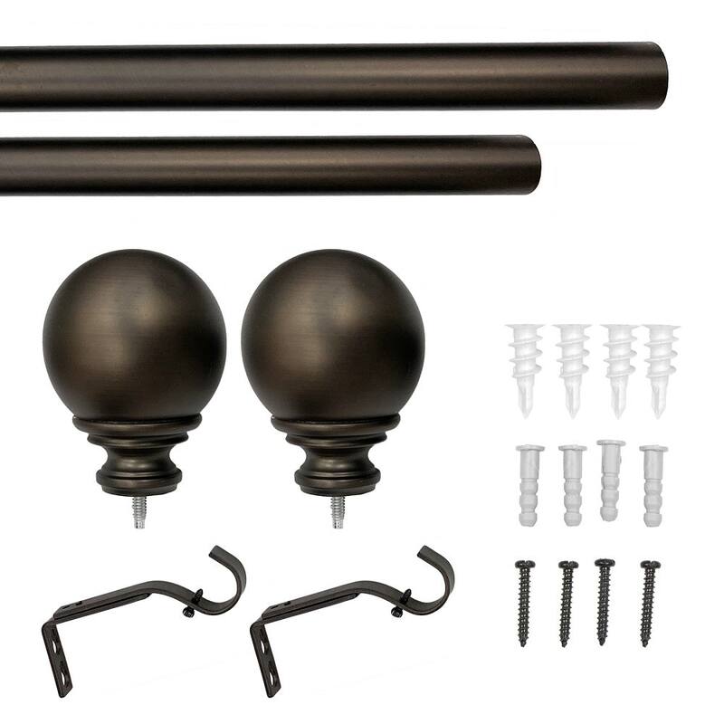 Lumi 1" Single Curtain Rod Brushed Nickel/Black/Oil Bronze-Ball finial - 36"-72" - Oil Rubbed Bronze