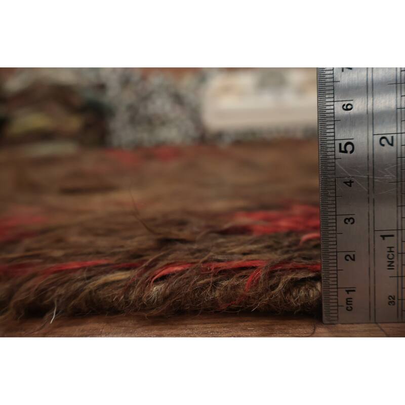 Hand Knotted Oriental 100% Wool Carpet Modern Tribal Brown Moroccan Area Rug - 9' 9'' X 6' 8''
