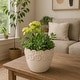 preview thumbnail 4 of 32, Plant Pot - Ivory Ceramic Round Iridescent Floral Crown, 6"