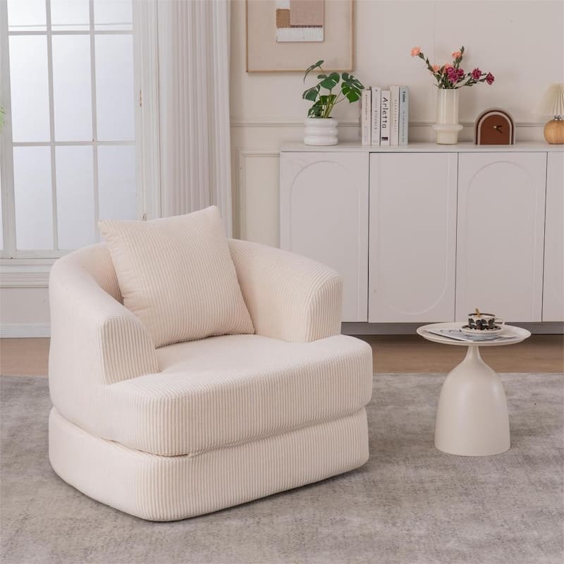 Corduroy Foldable Single Recliner Sofa