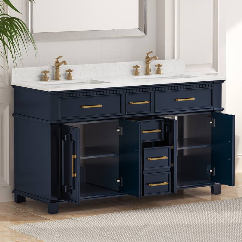 36 Inch Bathroom Vanity with Sink, Soft-Close Sliding Drawers & Cabinet, Bathroom Vanity Cabinet Set in White