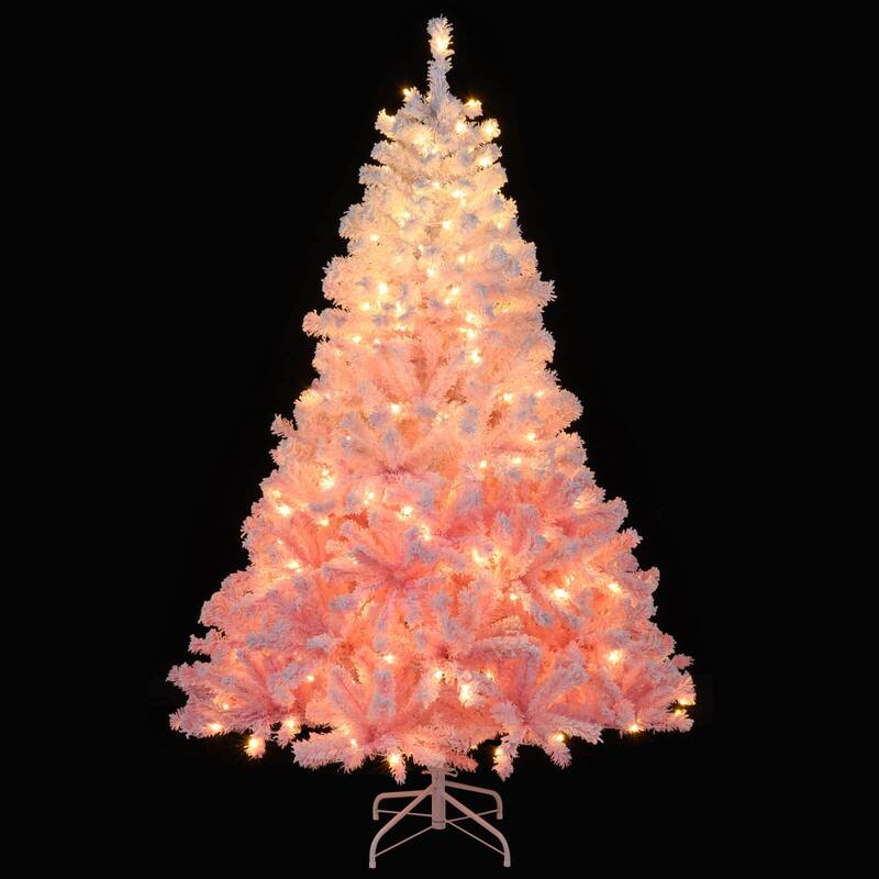 Costway 5/6/7/8 FT Artificial Christmas Tree with 180/250/350/470 Warm - See Details