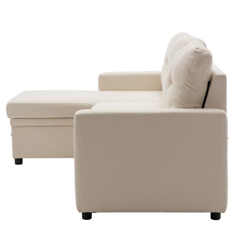 Modern L-Shape Convertible Sleeper Sectional Sofa