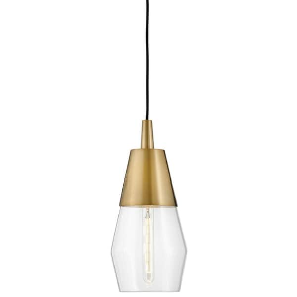 slide 2 of 5, Lark 83397 Livie 1 Light 8" Wide Mini Pendant / Semi-Flush Ceiling Lacquered Brass