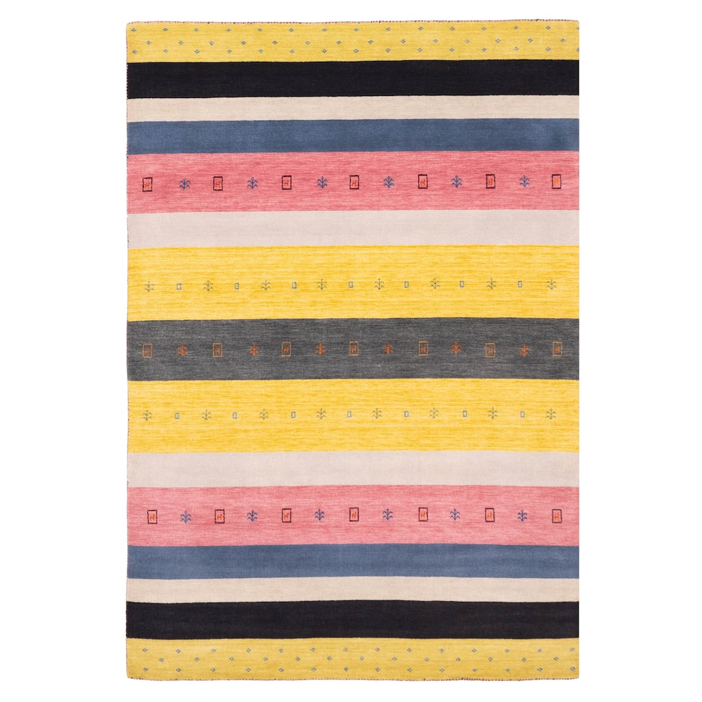 ECARPETGALLERY Hand Loomed Kashkuli Gabbeh Multi Color Wool Rug - 6'10 x 9'8