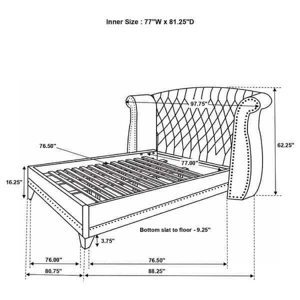 dimension image slide 11 of 26, Barzini Upholstered Bedroom Set White with Wingback Headboard